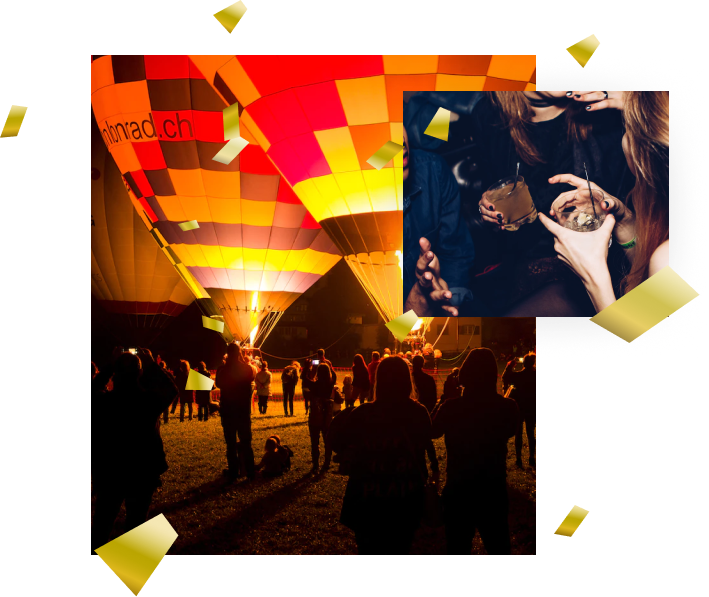 Hot air balloons at night - an event we can organise at RKC Promotions